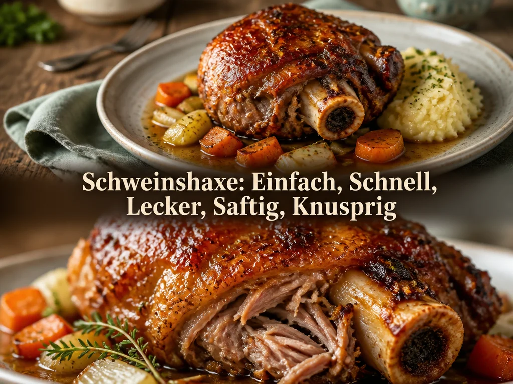 Leckere, knusprige Schweinshaxe auf einem Teller serviert.