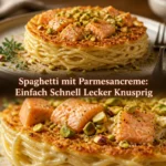Leckere Spaghetti mit Parmesancreme, knusprig zubereitet.