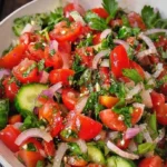 Türkischer Tomatensalat mit Olivenöl und frischen Zutaten