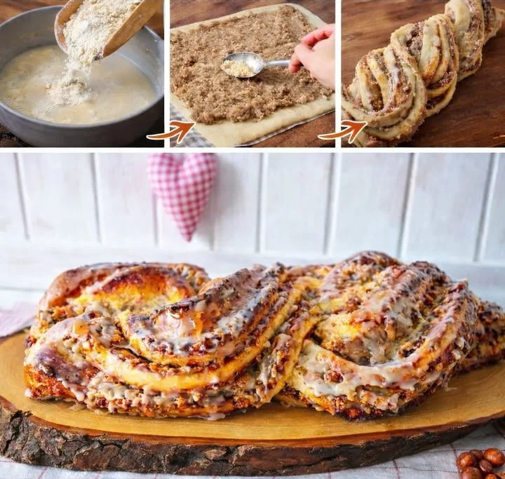 Verführerischer Nusszopf mit Nüssen, frisch gebacken und dekorativ angerichtet.