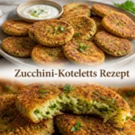 Zucchini-Koteletts auf einem Teller serviert mit frischen Kräutern